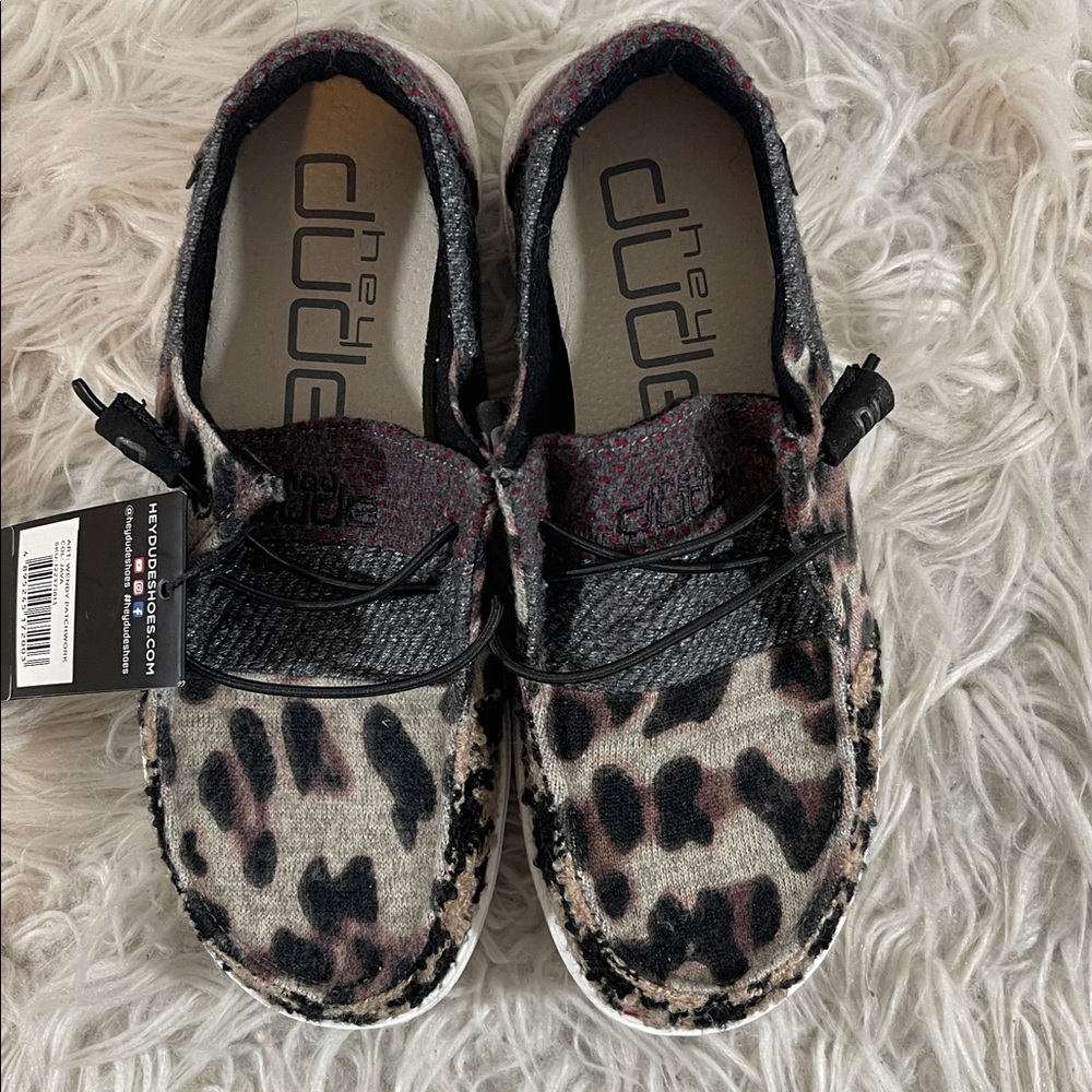 HEY DUDE Wendy Patchwork Java Animal Print Lightweight Slip On Comfy Size 5 NEW - Picture 3 of 14